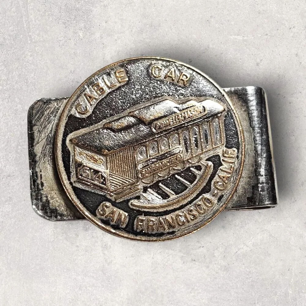 San Francisco Cable Car Money Clip Vintage Powell Mason Souvenir Metal Clasp 514